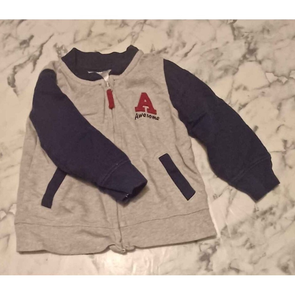 Simple‎ Joys Light Jacket 12M Unisex Gray Blue "Awesome" Spellout Sporty Preppy